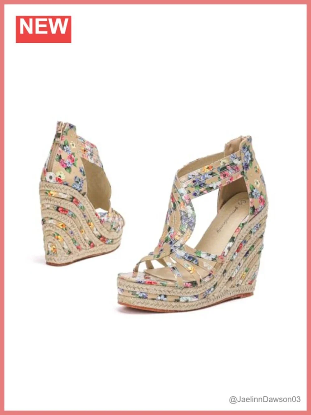 Women's Espadrille Wedge Sandals Floral T-Strap Ankle Zip Platform Peep Toe